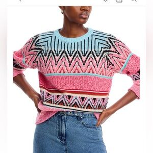 Aldo Martins Shira Sweater Pink and Blue Patterned Sweater size M